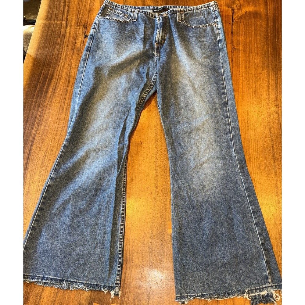 AE American Eagle Low Rise Flare Denim Blue Jeans Womens 14/16 XL Bell Bottoms